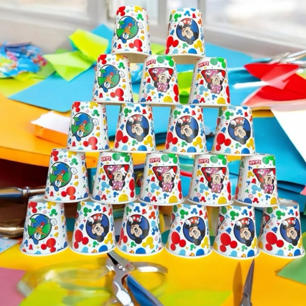 20 Ct Glad Kids Disposable Cups 3 oz Mickey Minnie Donald Bath Snack Sleep Over
